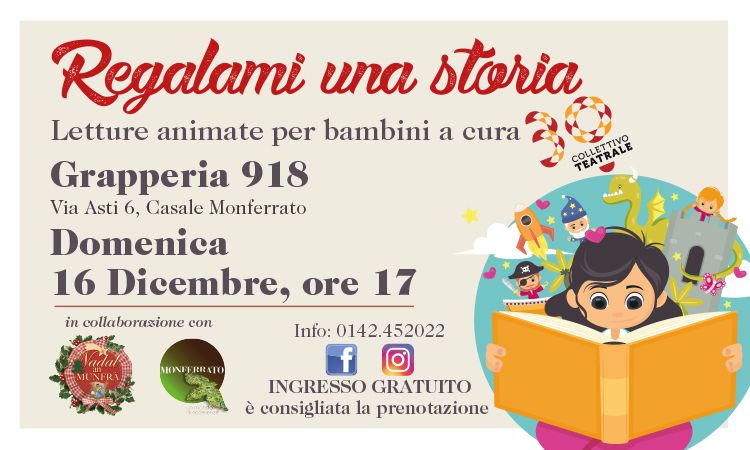 Regalami una storia, letture animate per bambini, Domenica 16 Dicembre 2018